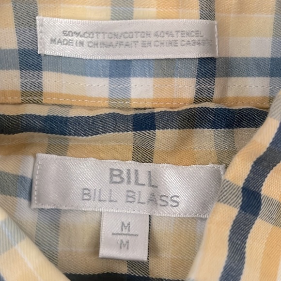 BILL BLASS plaid short sleeve mens button down shirt - Picture 3 of 6